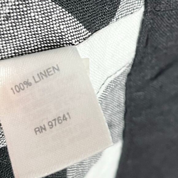 J. Jill Love Linen Pullover Top Womens Large Black Gingham Check 3/4 Sleeve - Picture 12 of 12